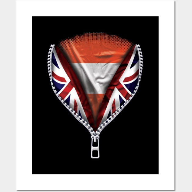 Austrian Flag  Austria Flag zipped British Flag - Gift for Austrian From Austria Wall Art by Country Flags